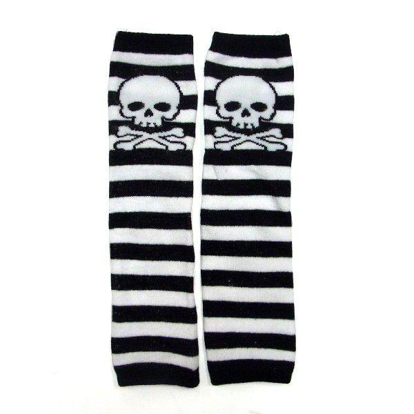 KIDS LEG WARMER - SKULL BORDER BLACK&amp;WHITE / チャイルド...