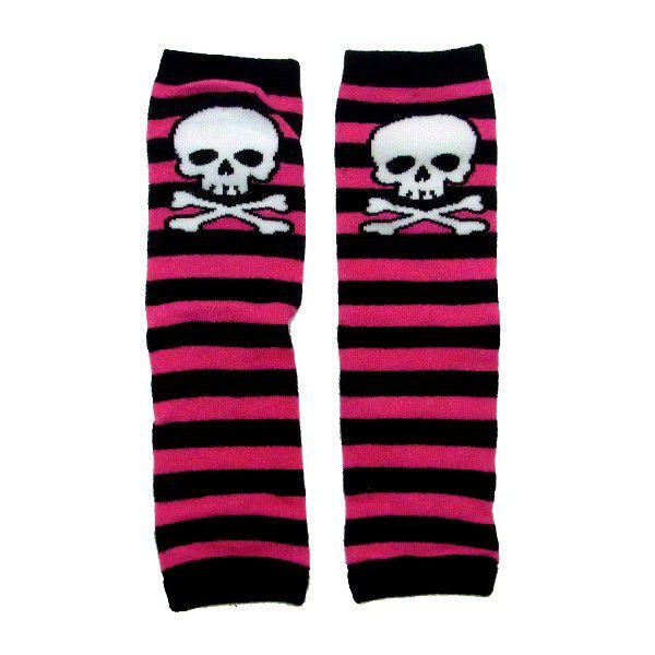 KIDS LEG WARMER - SKULL BORDER BLACK&amp;PINK / チャイルド　...