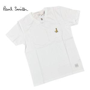 ポールスミス Paul Smith Vネック 刺繍 Tシャツ M 白 ホワイト ドッグ dog　ラッピング無料｜lastpass