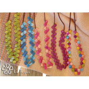 LT-1039 タグア ネックレス カラフル マーブル ロング Tagua Necklet Colorful Marble Long｜lataguab