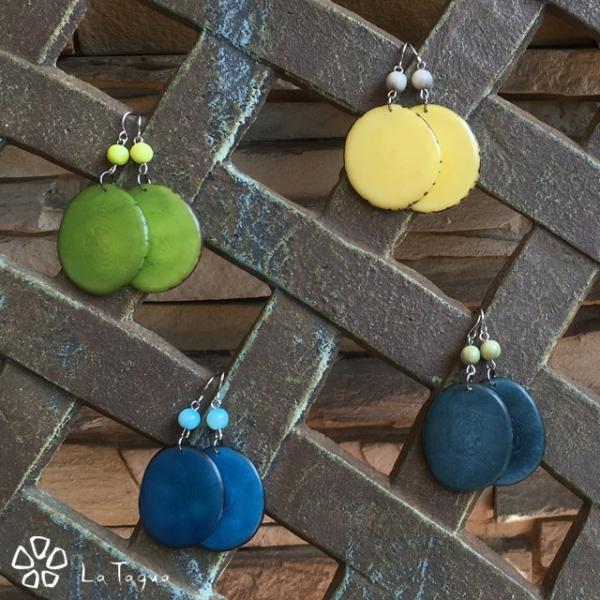LT-5021 タグア ピアス／イヤリング フラット、 ピアスはキャッチ付き Tagua Earri...