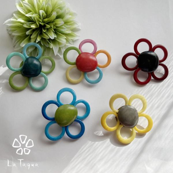 LT-7008 タグア ブローチ 花（大） Tagua Brooch  Flower (big)