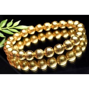 ギベオン ブレスレット ギベオン隕石 AAA 8mm ゴールド 鑑別書付き