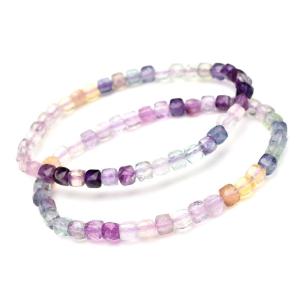 キラキラカット◇ フローライト　4-5mm　キューブカット ブレスレット 1個売り _B1469
