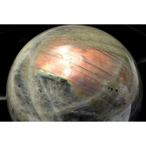 1点物】キャッツアイ効果 イエローカルサイト 60mm 丸玉(台座付き
