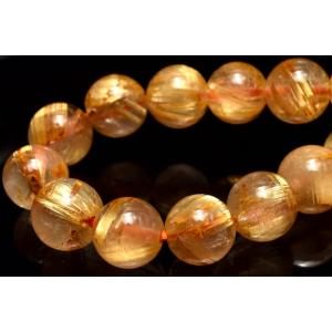 1点物】黄金の輝き タイチンルチルクォーツ 7.5mm ブレスレット