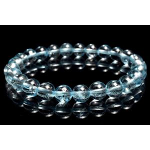 1点物】水のような透明感 ブルートパーズ 7mm ブレスレット _U7787