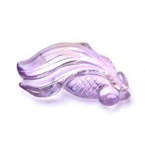 【１点物】希少◇バイカラー アメトリン　28x18mm　金魚彫刻(トップ穴) ルース _PA9313｜latelier