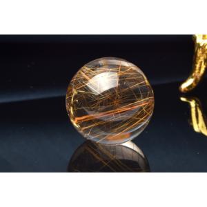 【１点物】AAA☆内包美 ブロンズルチルクォーツ　18.5mm　丸玉(台座なし) スフィア _PB9...