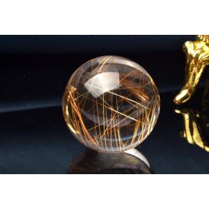 【１点物】AAA☆内包美 ブロンズルチルクォーツ　20mm　丸玉(台座なし) スフィア _PB961...