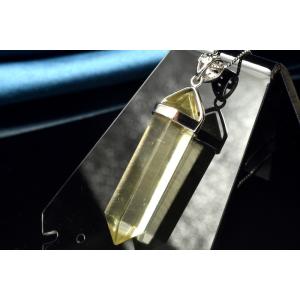 【１点物】Silver925◇AAA透明レモンカラー リビアングラス　33x9mm　両剣ポイント ペ...