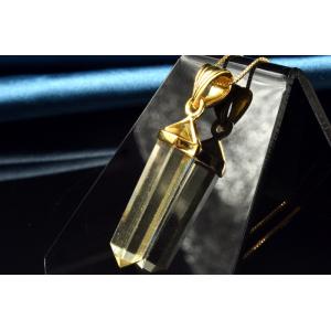 【１点物】Silver925◇AAA透明レモンカラー リビアングラス　28x7mm　両剣ポイント ペ...