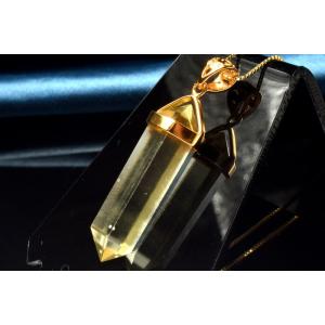 【１点物】Silver925◇AAA透明レモンカラー リビアングラス　29x9mm　両剣ポイント ペ...