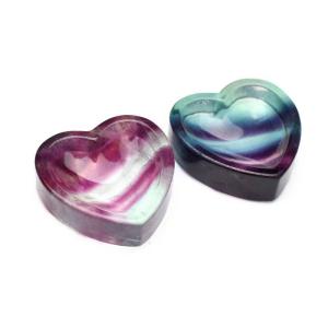 マルチカラー フローライト　30-31mm　 ハート 小皿 小物入れ ルース 1個売り _PR343...