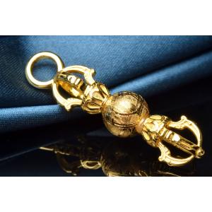 チベット密教法具 アルタイ隕石(メテオライト) 49x15mm ゴールド