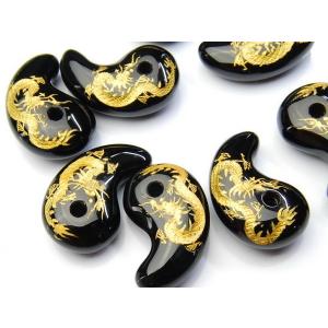 勾玉 粒売り 【金】彫青龍 オニキス 30x2...の詳細画像1