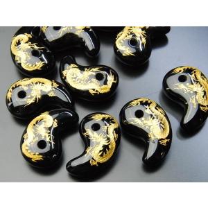 勾玉 粒売り 【金】彫青龍 オニキス 30x2...の詳細画像2