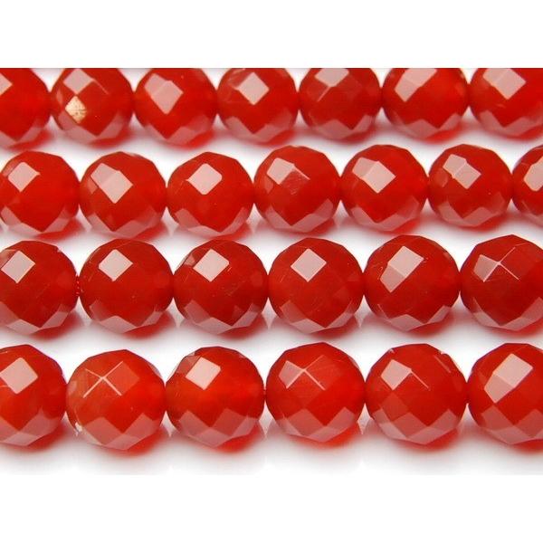 レッドアゲート(カーネリアン) 64面カット 8mm １連（約38cm）_R1097