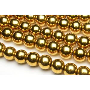 天然石【ヘマタイト ゴールドコーティング】8mm １連（約38cm） _R1721