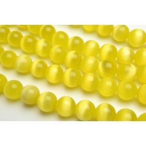 イエローキャッツアイ◆12mm◆ １連（約35cm）_R1766-12 ★5000円以上ネコポス送料無料！