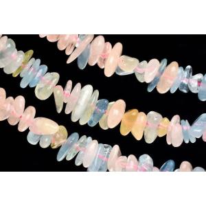 MIXベリル(アクアマリン)　1-4x6-12mm　チップ ミニタンブル さざれ １連（約３８ｃｍ）...