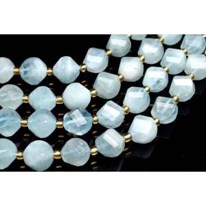 アクアマリン　8-9mm　4面ツイスト×多面カット １連（約38cm） _R6097-1