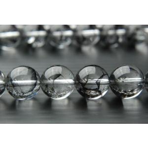 「クラック水晶(黒)」 10mm 1連(約38c...の商品画像