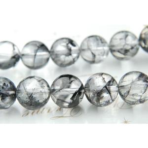 「クラック水晶(黒)」 10mm 1連(約38...の詳細画像1