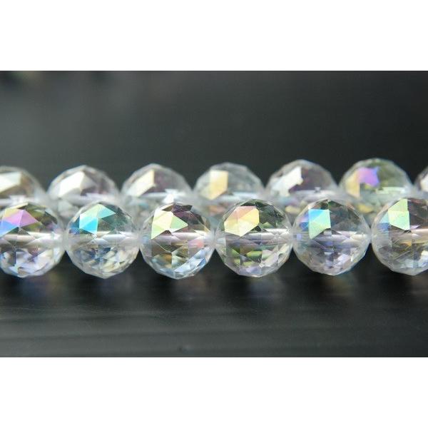 水晶96面トライアングルカットレインボーオーラ 6mm １連（約38cm）_R782-6