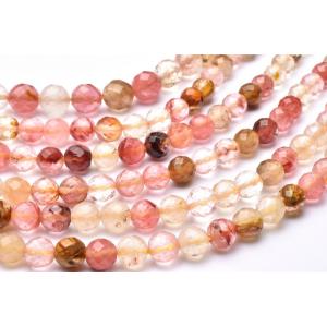 ライモナイトインクォーツ 7-8mm 4面ツイスト×多面カット 1連（約38cm