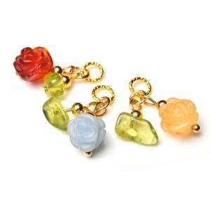 天然石アクセサリー チャーム 季節のお花シリーズ 薔薇・Rose　選べる9種類_T15_op　5000円以上ネコポス送料無料