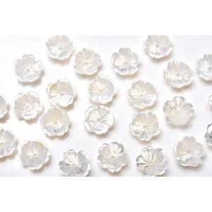 ホワイトシェル　桜　10x3mm　3粒セット 粒売り バラ売り_T466