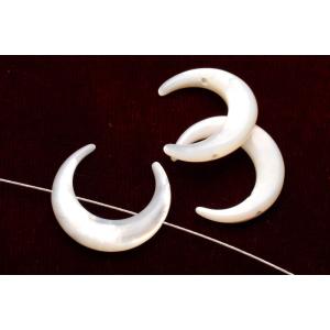 3粒セット】(縦穴)NEW マザーオブパール三日月 18x16mm 粒売り_T578-2 