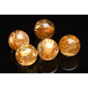 至高の輝き！5A級 ゴールドタイチンルチルクォーツ　13mm　高級 粒売り (貫通穴) ビーズ 1個売り_T644-13