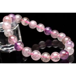 スーパーセブン　レインボー入り 1点物】人気◇マルチカラー スーパーセブン 9mm ブレスレット _U5201