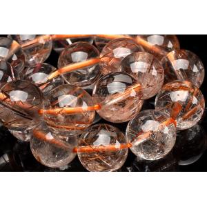 【１点物】秋カラー ブロンズルチルクォーツ　10.5mm　ブレスレット _U7750