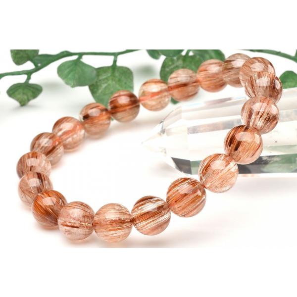 【１点物】キャッツアイ効果 ブロンズルチルクォーツ　9.5mm　ブレスレット _U8834