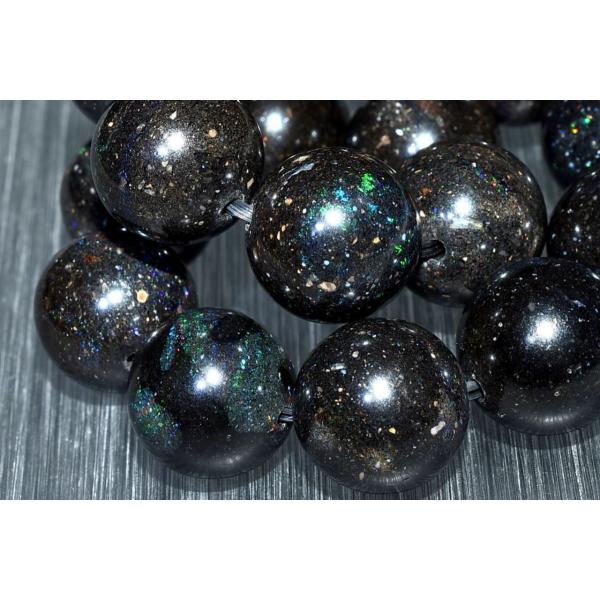 【１点物】遊色効果◇銀河の輝き ブラックマトリックスオパール　13mm　ブレスレット _U9341