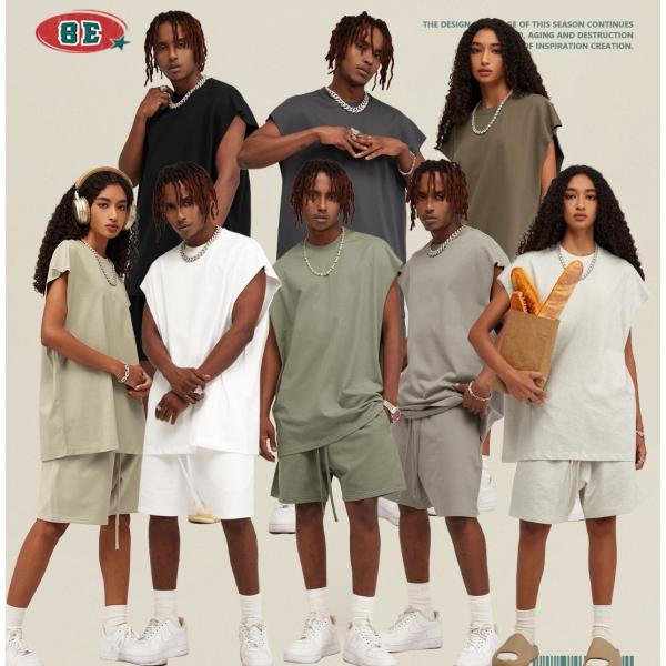 ビッグシルエット タンクトップ ノースリーブ シャツ ストリートファッション ヘビーウェイト カット...