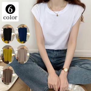 ノースリーブ タンクトップ シャツ Tシャツ インナー 袖なし トップス カットソー 韓国 体型カバー レディース 女性 おしゃれ オシャレ かわいい