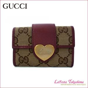 GUCCI　グッチ　GG柄×ハート　６連キーケース　（ルージュ＋カーキ）｜lato