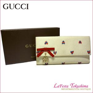 GUCCI　グッチ　塩ビGG×ハート　２つ折り長財布　（ホワイト）｜lato