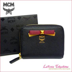 ☆SALE☆　MCM　エムシーエム　レザー　ラウンドファスナー　コンパクト財布　コインケース　黒　美品｜lato