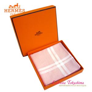 ☆スプリングSALE☆　HERMES　エルメス　コットン　ハンカチ　ピンク