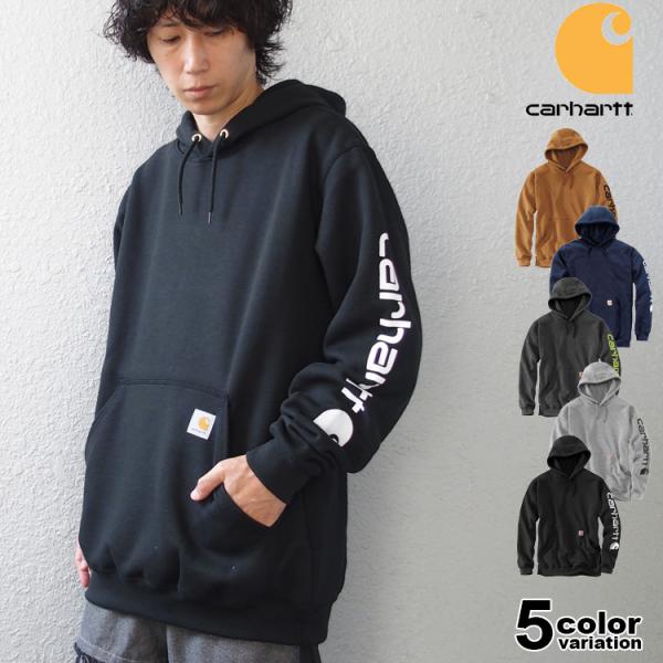 Carhartt カーハート パーカー スウェット プルオーバーパーカー 定番 人気 袖 ロゴ プリ...