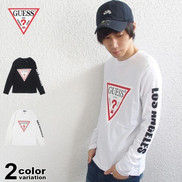 GUESS ゲス Tシャツ 長袖 ロンT L/S TRIANGLE &amp; L.A SLEEVE LOG...