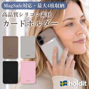holdit MagSafe対応 シリコン カードホルダー カードケース ウォレット マグネット スマホ 全機種対応 iPhone 17 ICカード 背面ポケット マグセーフ カード収納