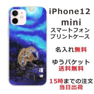 iPhone12 Mini ケース アイフォン12ミニ カバー らふら 名入れ 和柄 蒼月虎