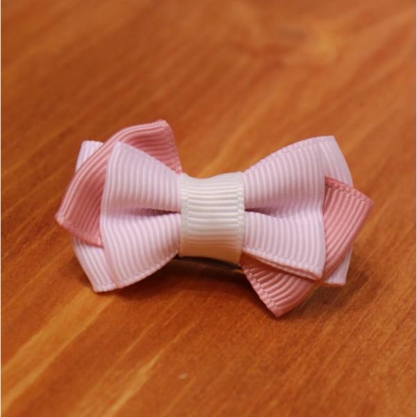 ヘアクリップ ミニサイズ おしゃれでかわいい重ねリボン ベビー キッズ
