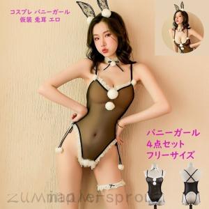 バニーガール コスプレ 4点セット 仮装 兎耳 エロい下着